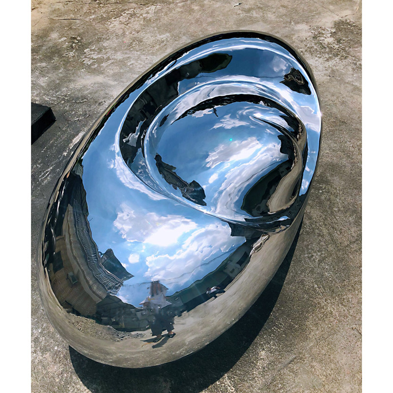 High Polished Mirror Stainless Steel Decorative Stone Sculpture