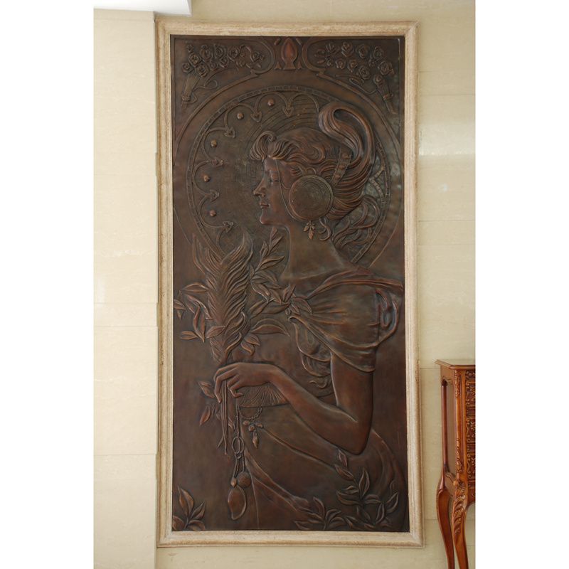 China supplier indoor home decorative bronze girl wall relief sculpture