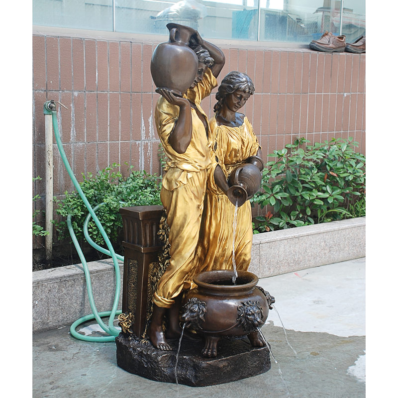 Hot sale bronze garden outdoor couple statue water fountain sculpture