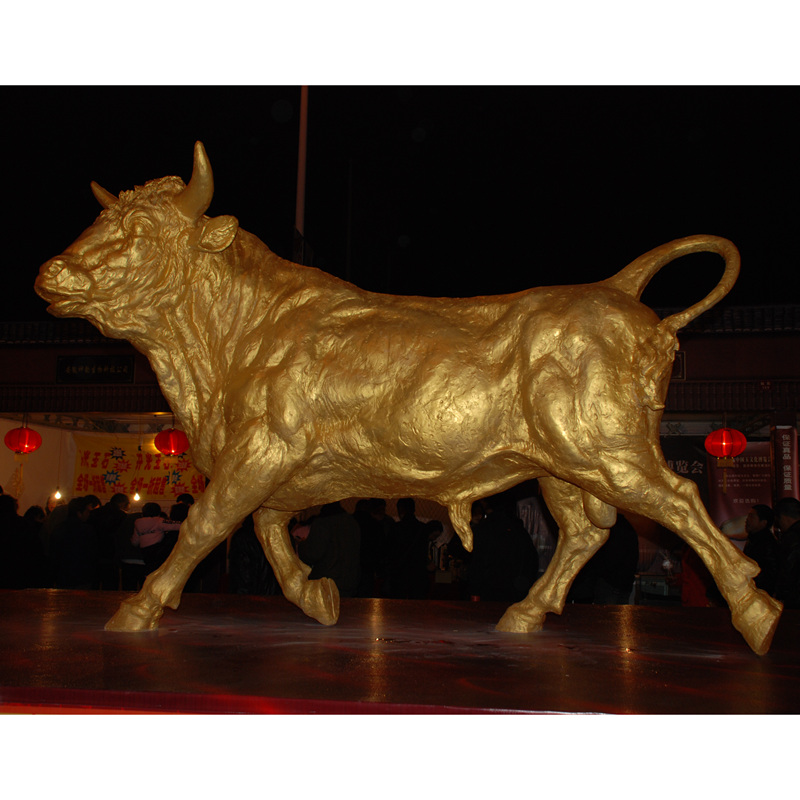 Outdoor bronze bull sculpture animal statue for garden decoration