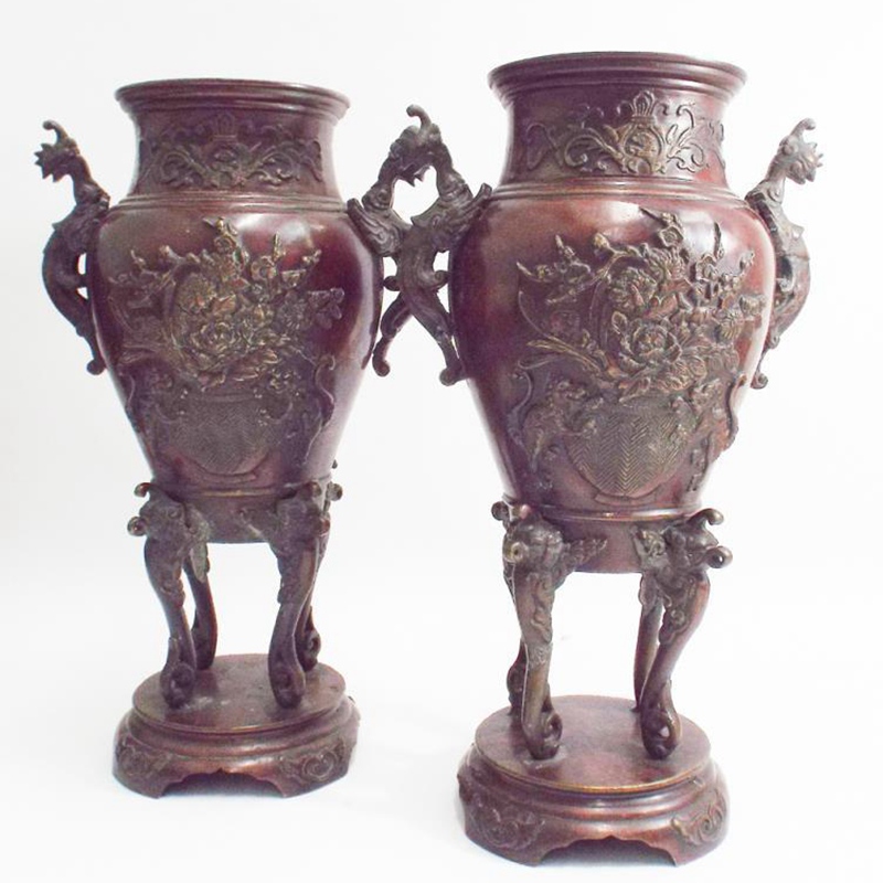 Antique bronze flowerpot sculpture for decoration