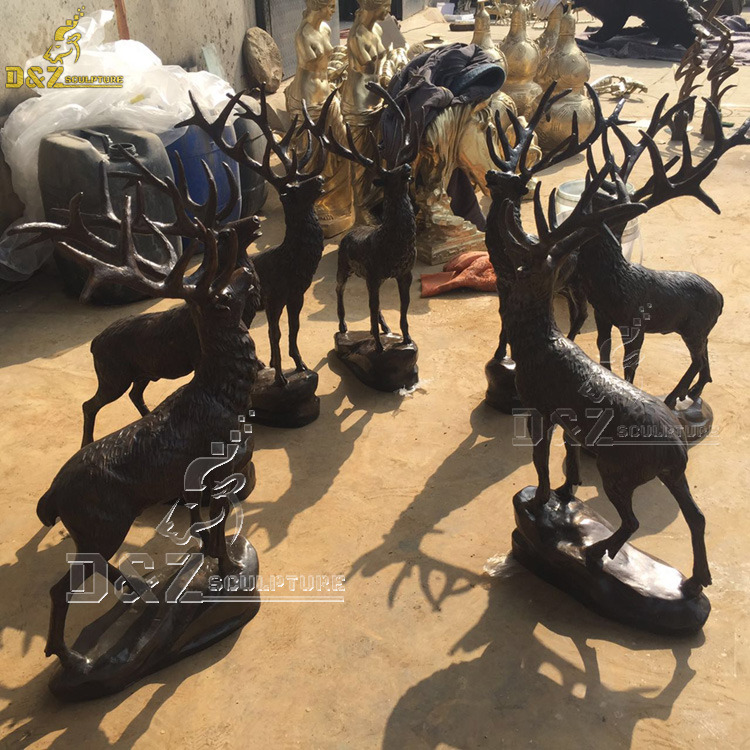 bronze elk yard statues