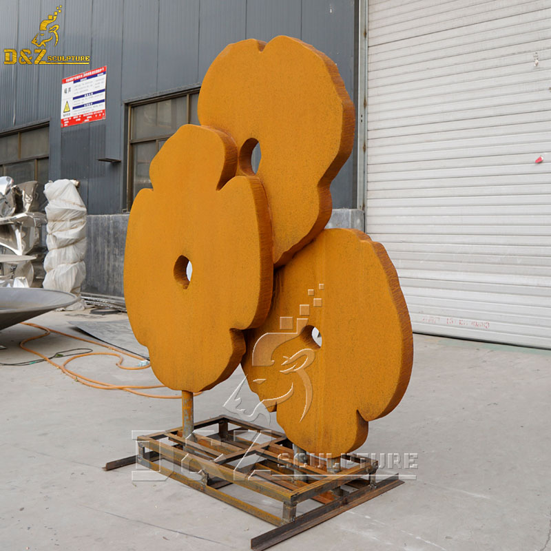 corten steel Poppies flower statue