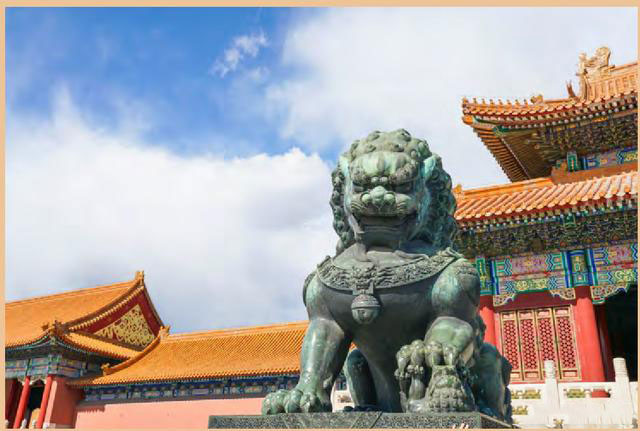 The bronze female lion in front of the Gate of Supreme Harmony
