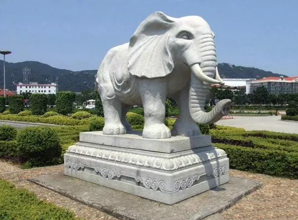 Sculpture of elephant trunk forward