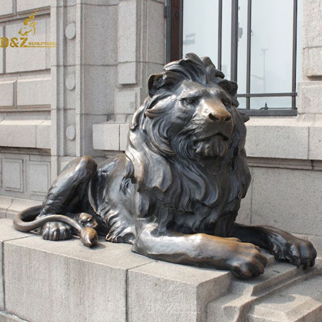 lion statue outside house