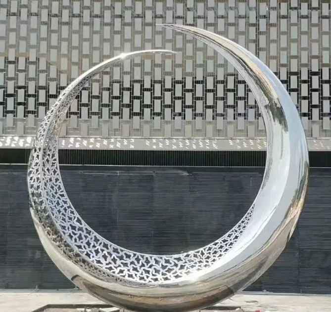 Stainless steel hollow ring sculpture
