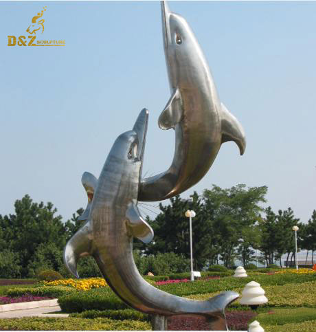 metal art dolphins