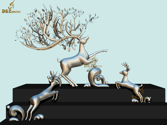 metal deer sculpture