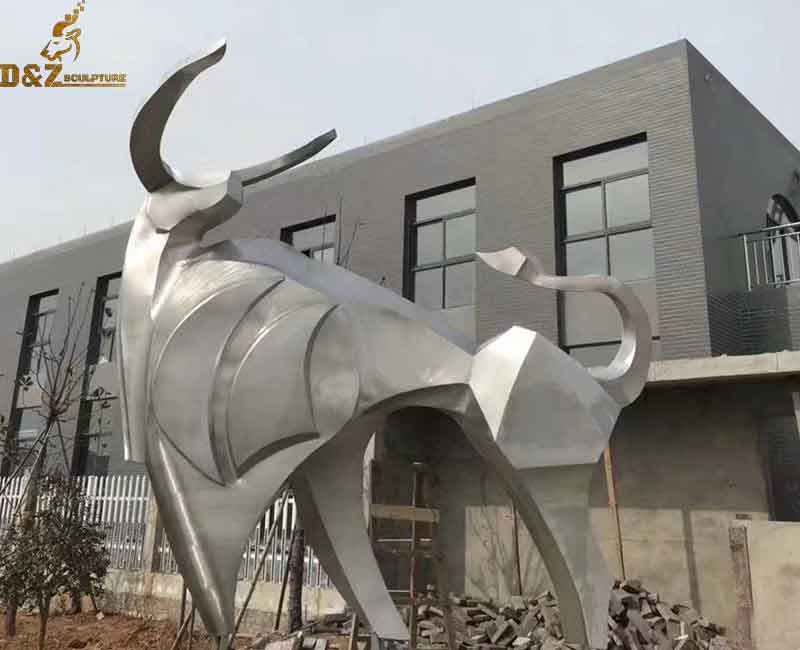stainless steel bull statue