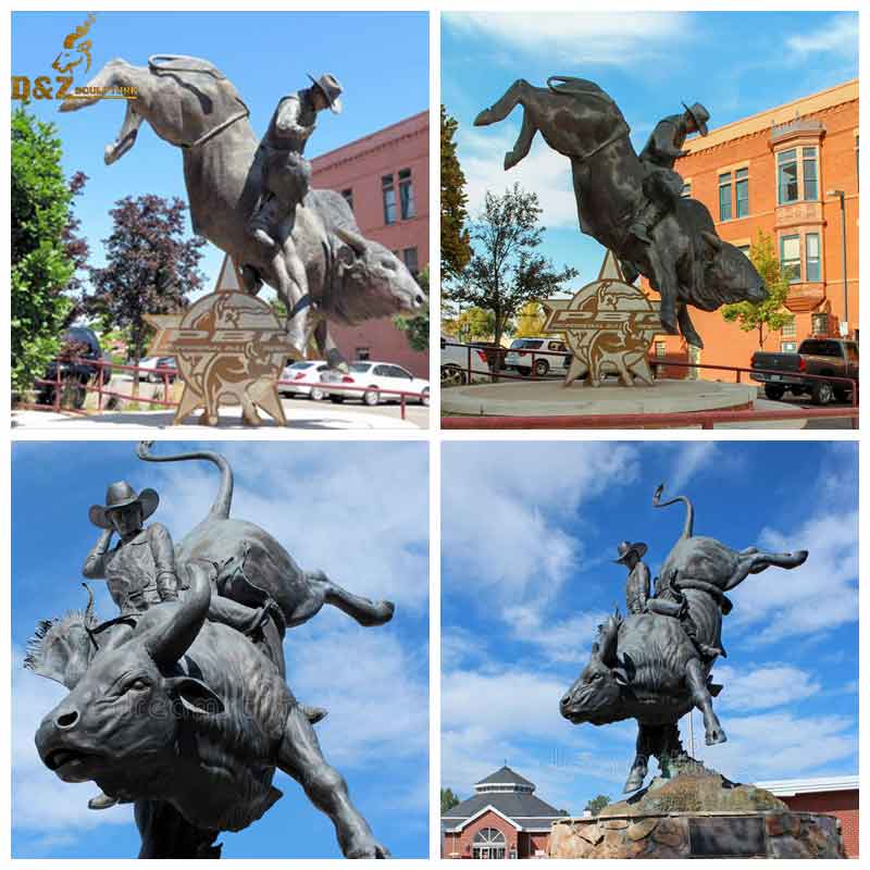 cowboy riding bull statue