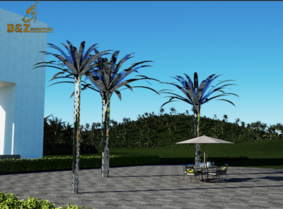 large outdoor metal palm trees