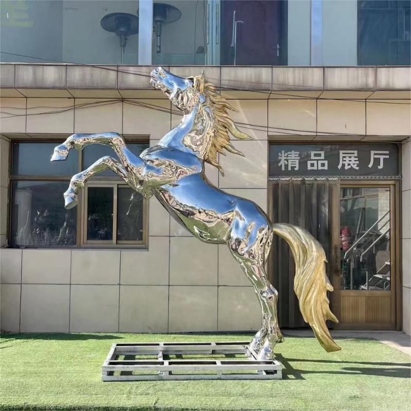 Outdoor mirror stainless steel horse sculpture metal animal sculpture DZ-142