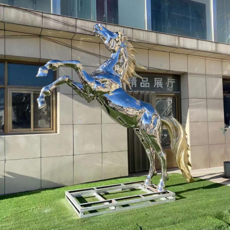 Outdoor mirror stainless steel horse sculpture metal animal sculpture DZ-142