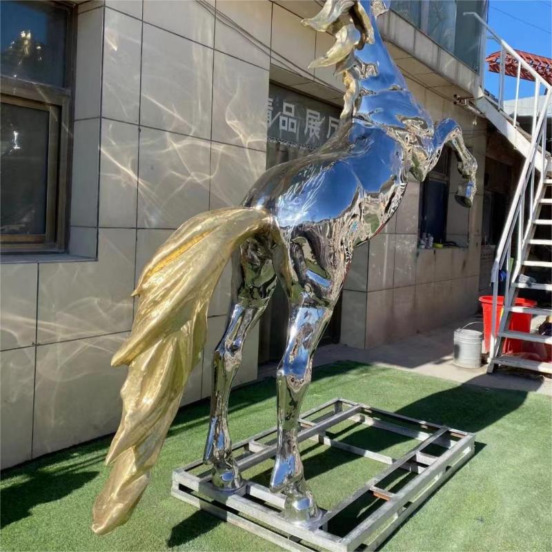 Outdoor mirror stainless steel horse sculpture metal animal sculpture DZ-142