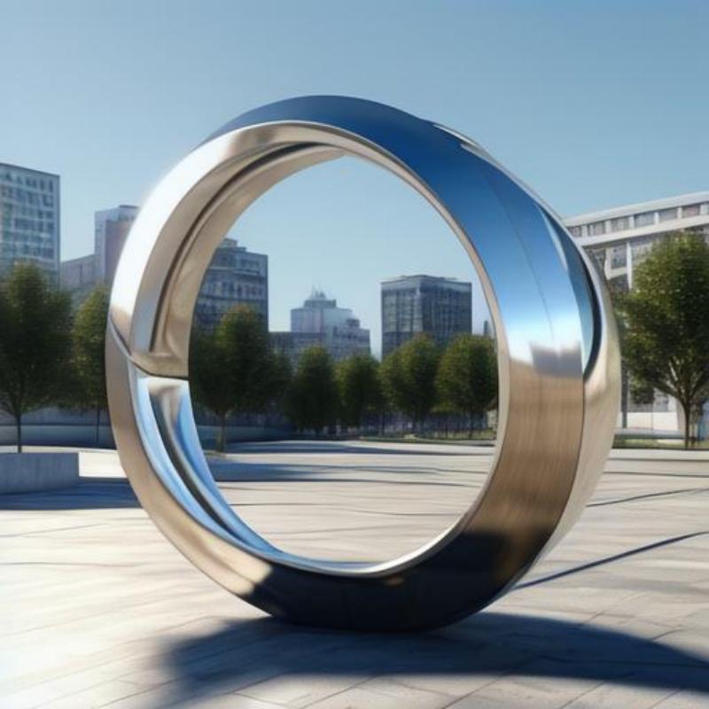 Mirror stainless steel Sculpture: Urban Public landscape annular Art Deco DZ-144