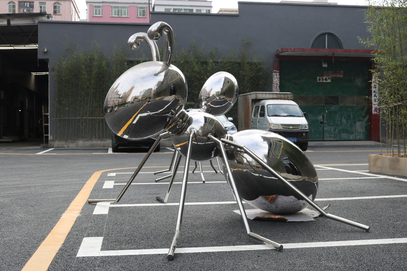 Outdoor metal ant sculpture mirror stainless steel art deco for sale DZ-156