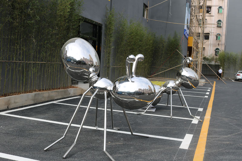 Outdoor metal ant sculpture mirror stainless steel art deco for sale DZ-156