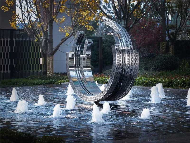 Modern waterscape sculpture stainless steel hollow landscape fountain sculpture art decoration DZ-157