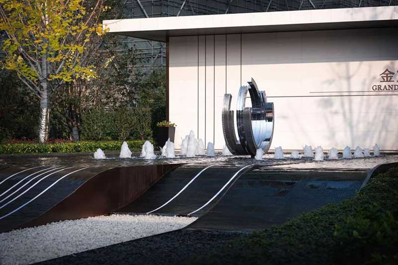 Modern waterscape sculpture stainless steel hollow landscape fountain sculpture art decoration DZ-157