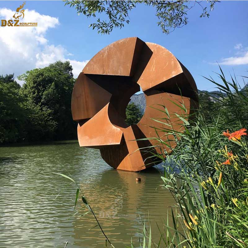 Corten Steel Metal Sculpture Large Waterwheel Art Landscape Sculpture DZ-177