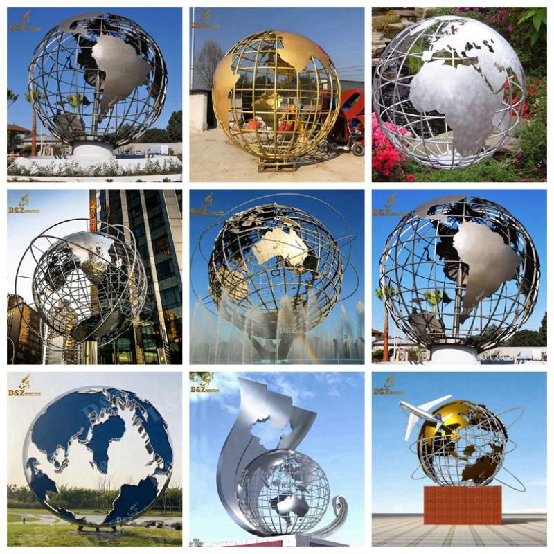 Large metal globe sculpture urban garden decoration sculpture for sale DZ-181