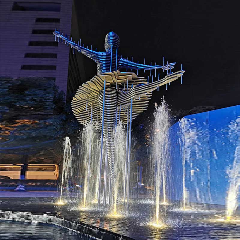 Modern large dancer metal sculpture outdoor light water fountain decorative sculpture DZ-186