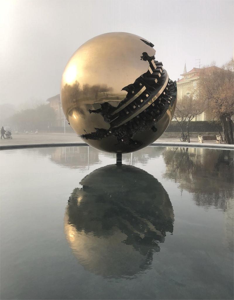Abstract metal ball sculpture large outdoor waterscape sculpture DZ-197