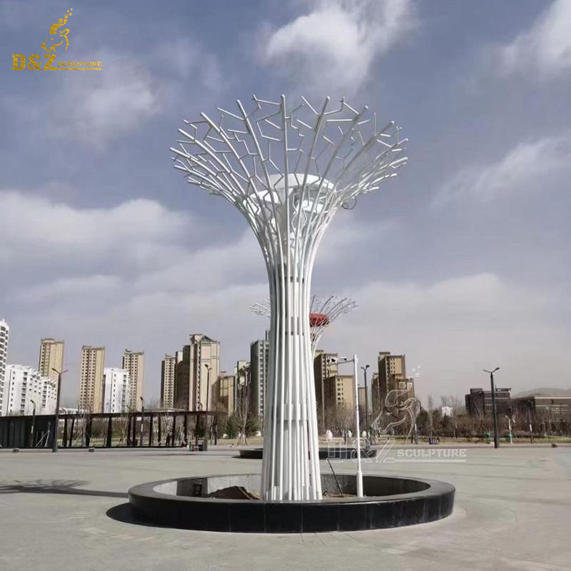 Large stainless steel wire tree sculpture city square park landscape sculpture DZ-202