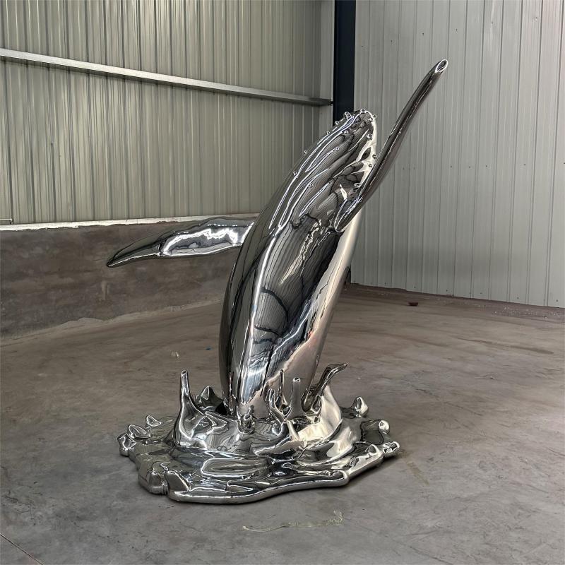 Custom stainless steel whale sculpture large metal sculpture for sale DZ-207