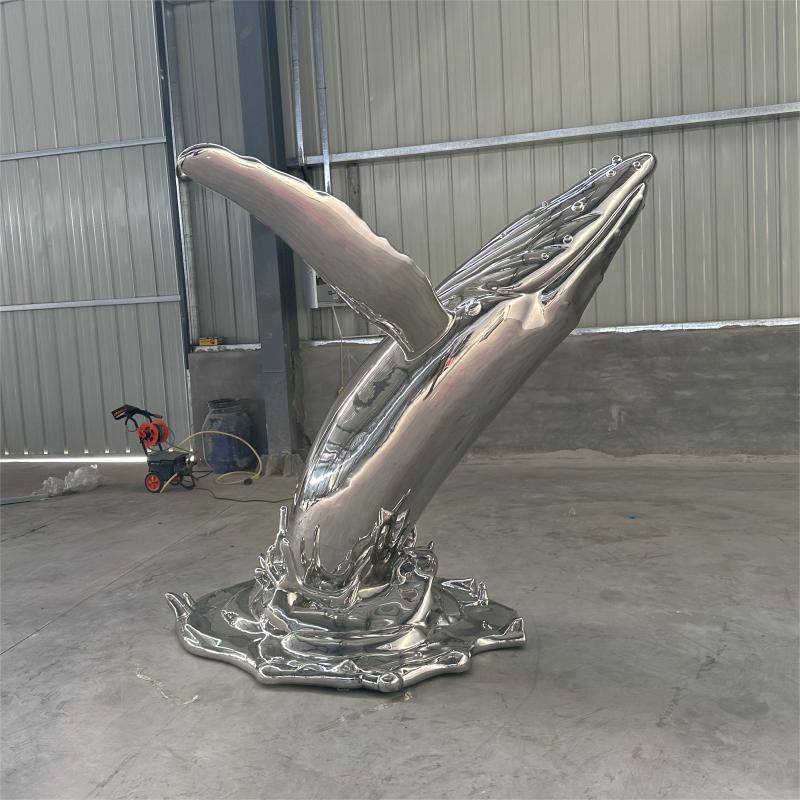 Custom stainless steel whale sculpture large metal sculpture for sale DZ-207