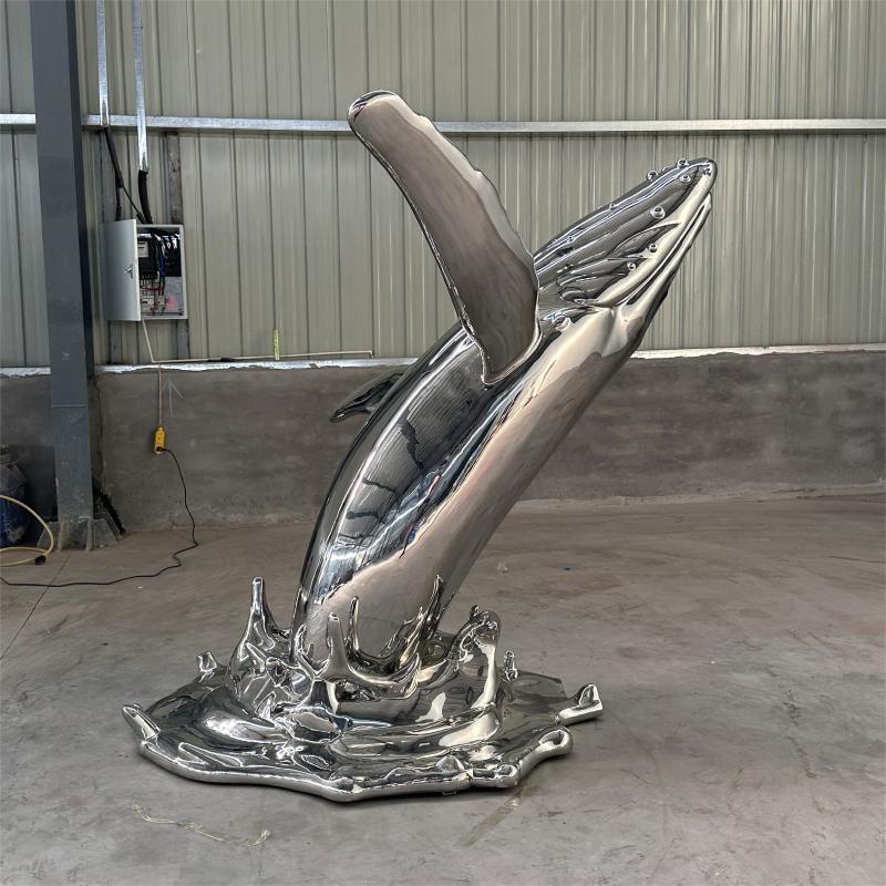 Custom stainless steel whale sculpture large metal sculpture for sale DZ-207