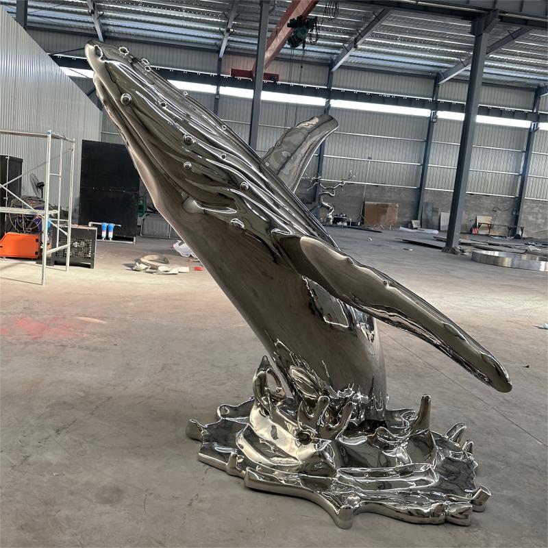 Custom stainless steel whale sculpture large metal sculpture for sale DZ-207