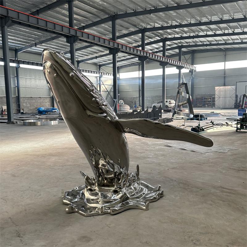 Custom stainless steel whale sculpture large metal sculpture for sale DZ-207