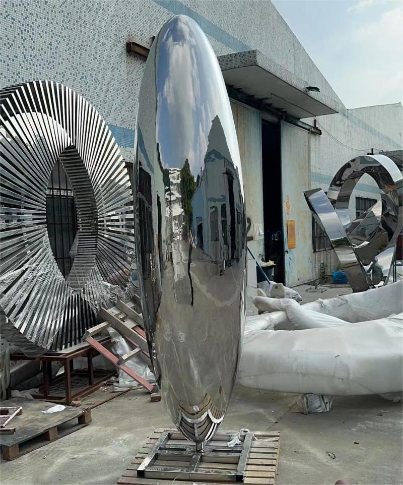 Large mirror oval stainless steel sculpture modern metal sculpture outdoor art decoration DZ-208