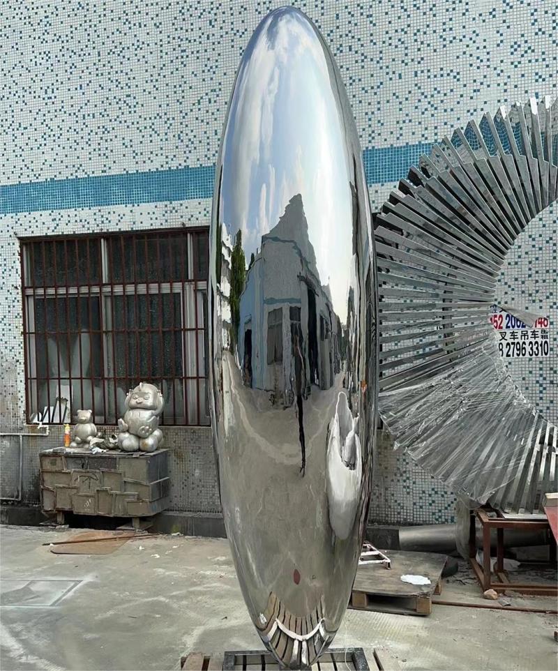 Large mirror oval stainless steel sculpture modern metal sculpture outdoor art decoration DZ-208