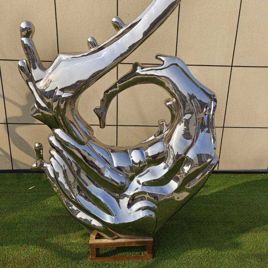 Large abstract metal wave sculpture mirror stainless steel art sculpture for sale DZ-210