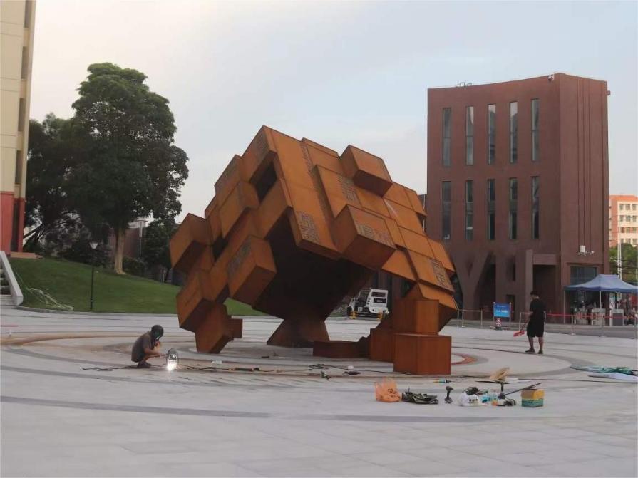 Large corten steel sculpture for sale community square school park art decoration customization DZ-217