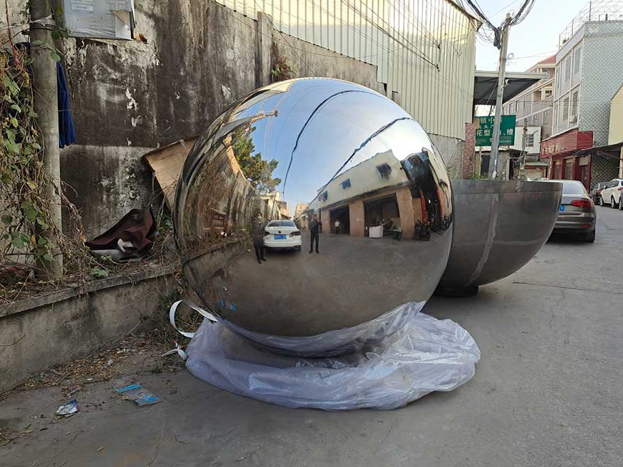 Outdoor garden sphere sculpture mirror stainless steel metal sculpture for sale DZ-220