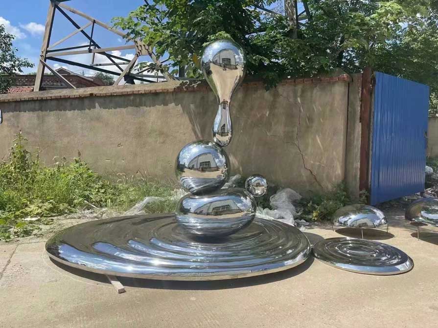 Large outdoor metal water drop sculpture mirror stainless steel art decorative sculpture DZ-222