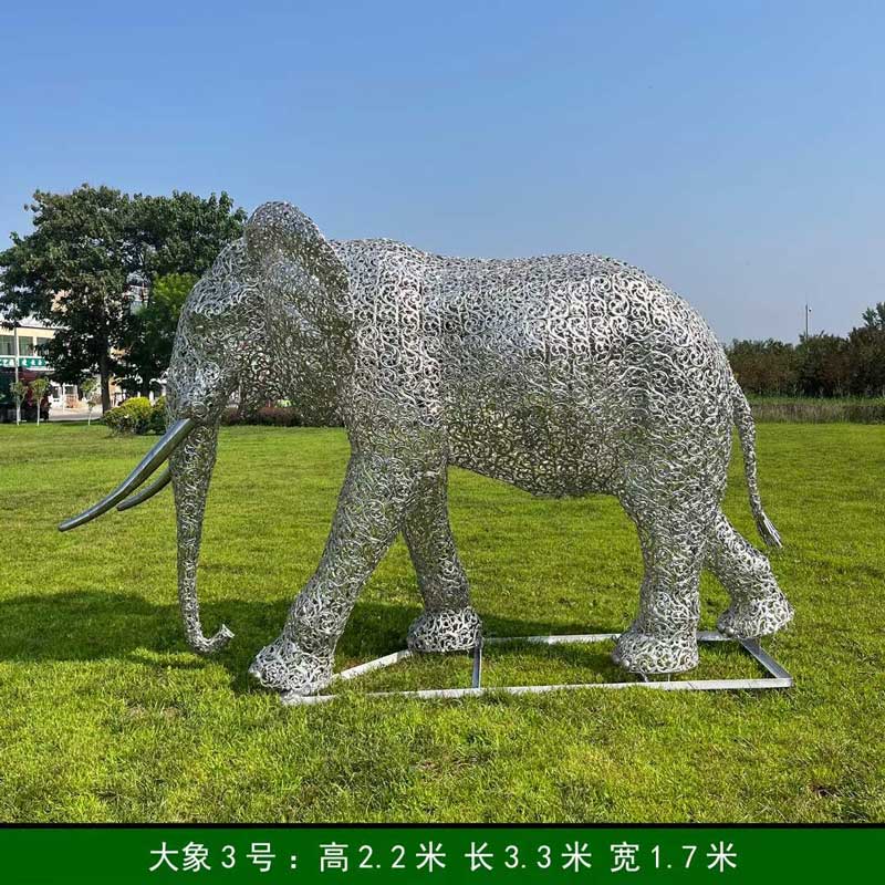 Stainless steel hollow art elephant family sculptures with LED lighting system, suitable for festival celebrations DZ-226