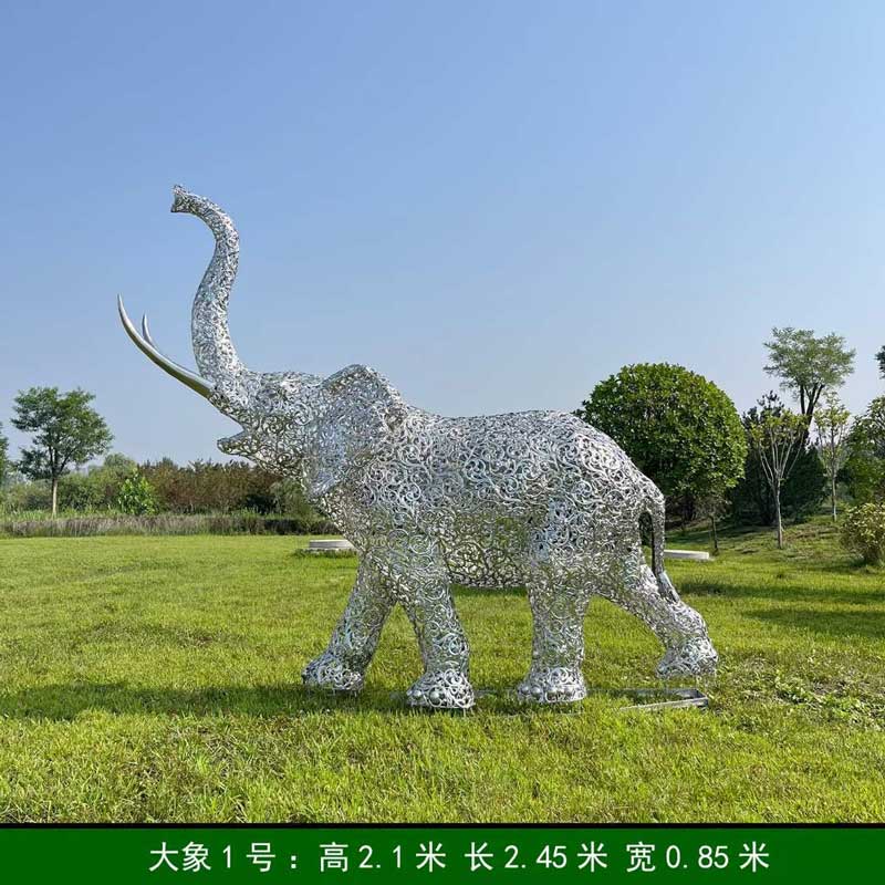 Stainless steel hollow art elephant family sculptures with LED lighting system, suitable for festival celebrations DZ-226