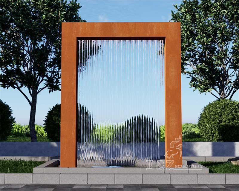 Outdoor fountain sculpture rectangular Corten Steel metal sculpture DZ-232