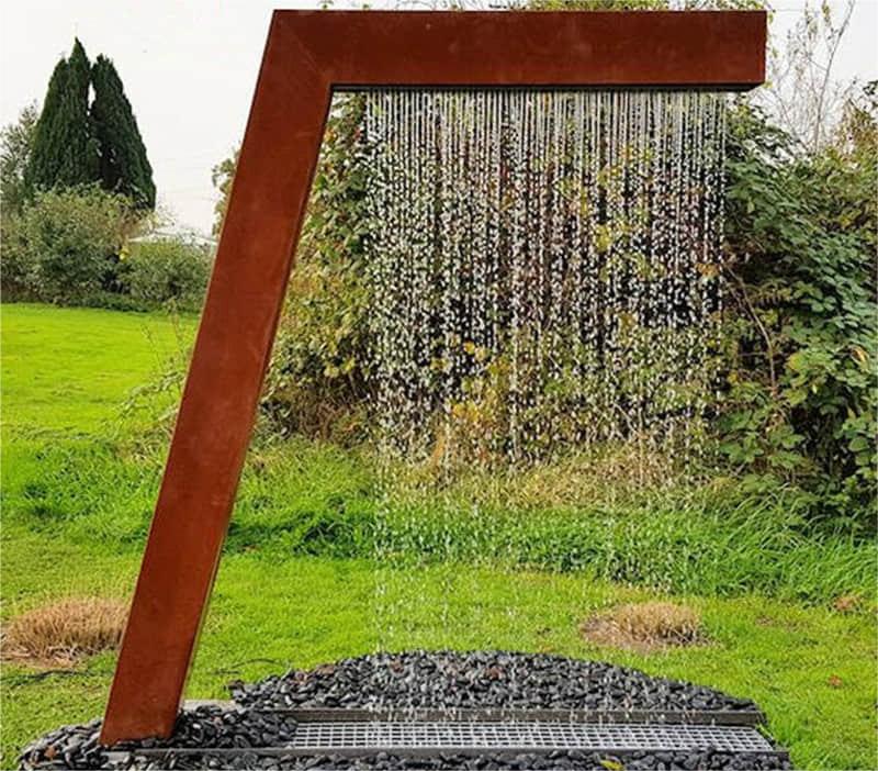 Outdoor fountain sculpture rectangular Corten Steel metal sculpture DZ-232