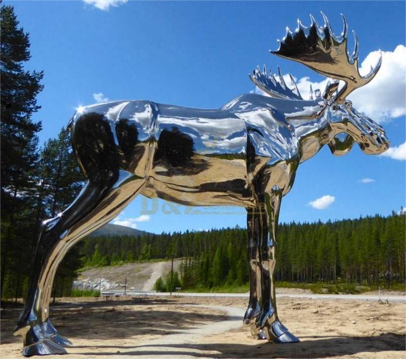 Large outdoor stainless steel metal deer sculpture for sale DZ-233