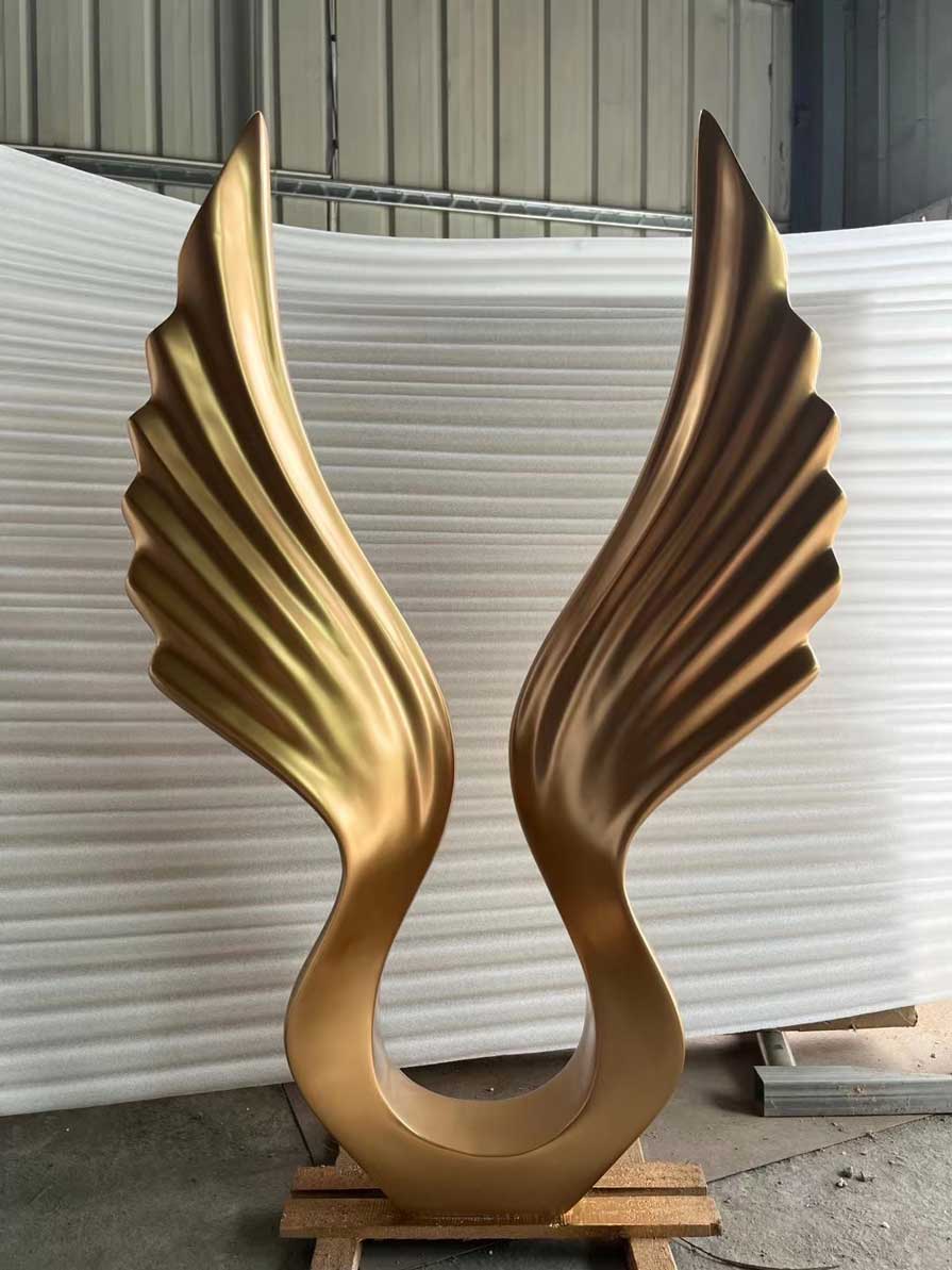 Large gold metal wings art sculpture for sale DZ-235