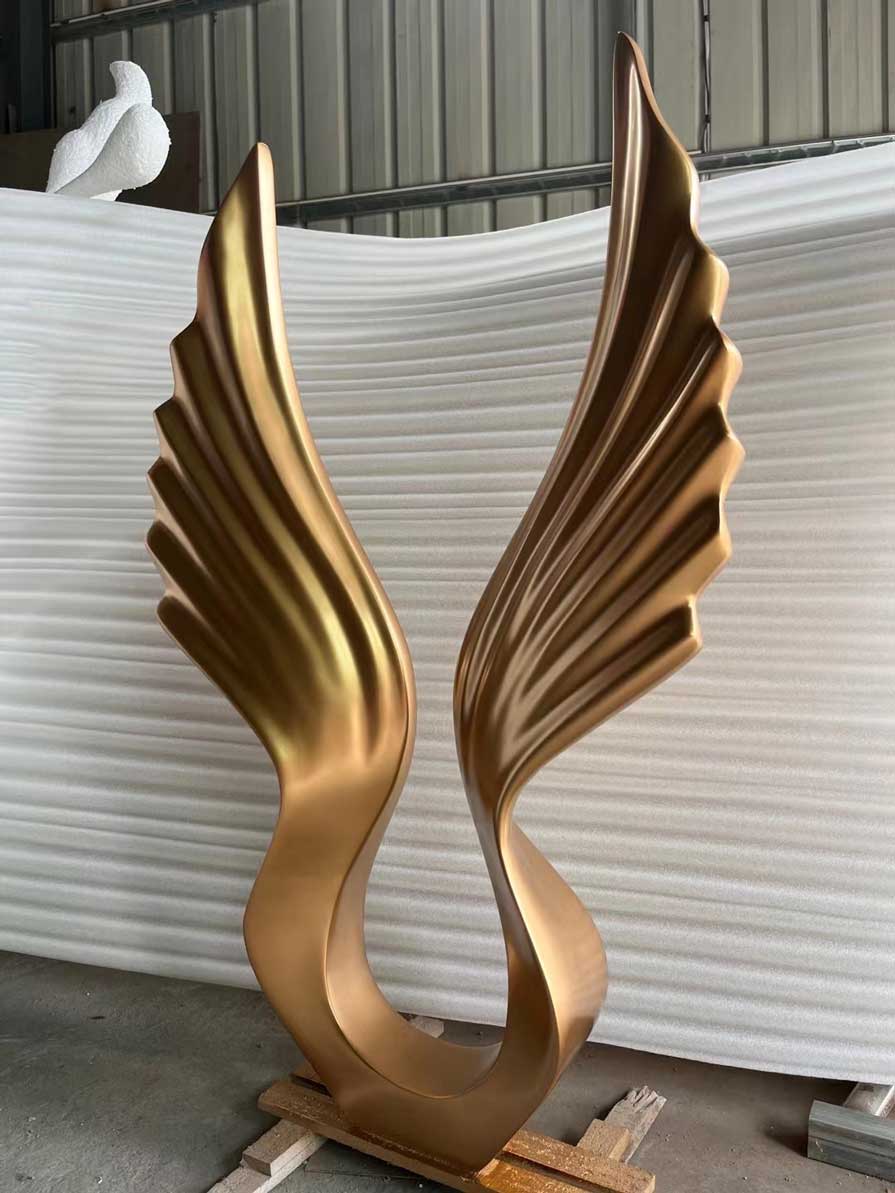 Large gold metal wings art sculpture for sale DZ-235