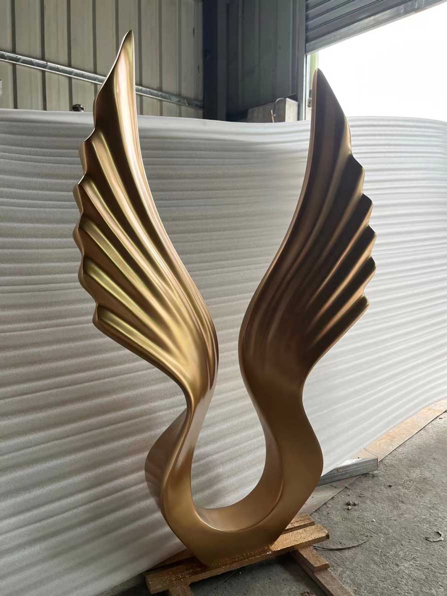 Large gold metal wings art sculpture for sale DZ-235