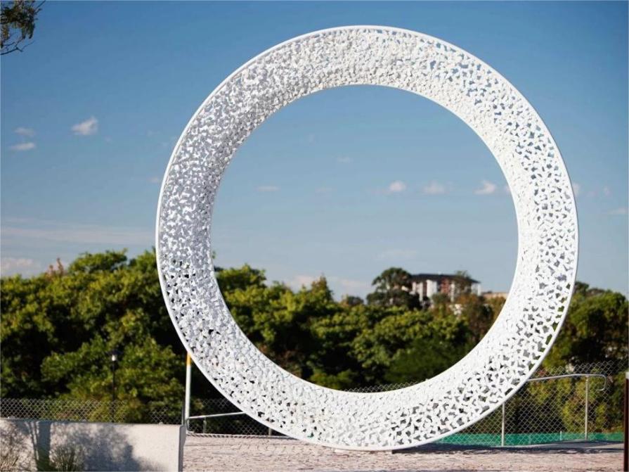 Modern large metal circle art sculpture park square hollow landscape sculpture decoration DZ-236