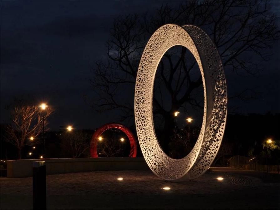 Modern large metal circle art sculpture park square hollow landscape sculpture decoration DZ-236